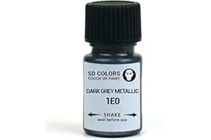 SD COLORS - Vernice per ritocchi da 15 ML, per riparare graffi e schegge, con pennellino, codice colore 1E0: grigio scuro metallizzato (solo vernice)