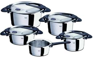 Fissler Topfset Intensa 5-teilig, Schwarze Griffe Silber