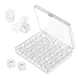 Shirylzee Machine à Coudre Bobine, Canettes Machine à Coudre 25 pièces Plastique Transparent Fil de Canette avec Boîte de Rangement pour Brother Singer Janome Kenmore Elna Babylock
