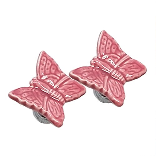 Preisvergleich Produktbild Rokoo 1pair Schmetterling Keramik Tür Griff Kleiderschrank Schrank Schrank Schublade Schrank Locker Pull Knöpfe Möbel Hardware