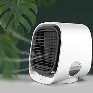 Mini Portable Air Conditioner Multi-Function Humidifier Purifier USB Desktop Fan Air Cooler 300ml Water Tank (White)