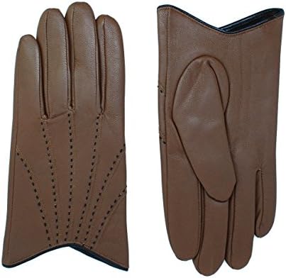 ZEN ELK Women's Sheepskin Leather Gloves (MEDIUM, CARAMEL)