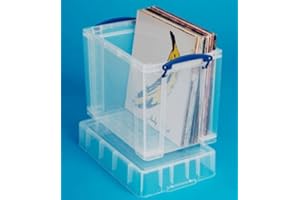 MARYMO Really Useful Plastic Storage Box 19 Litre with XL Lid Clear - Secure, Transparent, and Stackable Storage Solution for 12" Files (‎39.5 x 33 x 25.5 cm)