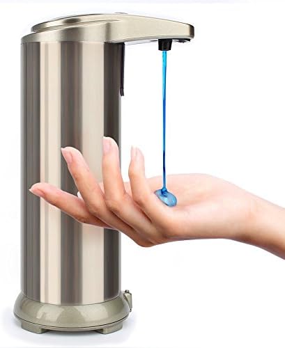 Pudin Automatic Soap Dispenser,Stainless Steel Countertop Touchless Sensor Soap with Waterproof Base, Handfree Auto-soap for Kitchen and Bathroom（Brushed）