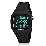 CFGem Montre de podomètre imperméable de sport d'adolescent numérique avec la bande et la minuterie détachables en plastique d'unité centrale