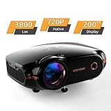 Projecteur 3800 lux, Crenova Mini Vidéoprojecteur 1080P Full HD Supporté Portable Vidéoprojecteur ,Projecteur Portable avec écran 200 ',Compatible avec PC/MAC/DVD/TV/Xbox/Films/Jeux/ Smartphone