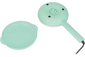 Jocca - Crepera eléctrica 21 cm | 3 niveles de temperatura | Placa antiadherente | Diseño compacto color turquesa | Mango frío | Sistema 2 en 1 tapa/plato | 600 W | Línea Sweet
