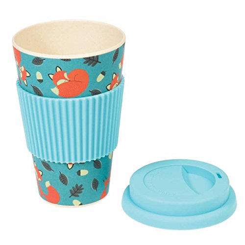 LS Design Öko Cup 400ml Coffee to Go Becher Bamboo Bambus Cup Silikonring BPA frei Rusty Fox Fuchs - 3