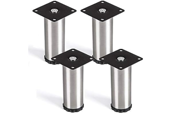 So-Tech® Set de 4 Pied de Meuble Lukas Ø 42 mm Pied d'armoire Hauteur Ajustable Acier affiné Hauteur 120 mm