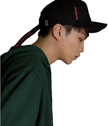 LQABW Korean Version Red Letters Cap Personality Long Belt Baseball Cap Couple Hat,Black