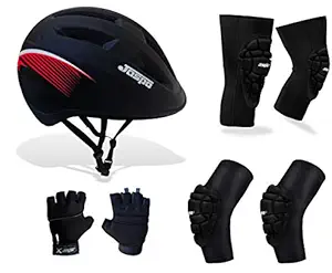 Jaspo Ark Multi-Utility Protection Adjustable for All Age Group (Helmet + Knee+ Elbow+ Palm Protector)