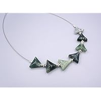 Moosachat Kette - Halskette mit Moos Achat - Halsreif - Achatkette - 925 Silber