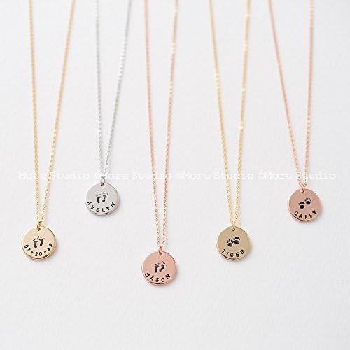 New Mom Necklace - Baby Feet Print with Baby Name or Birth Date, Paw Print with Pet Name Necklace, Personalised New Mommy Future Mom Gift, Push Present, Animal Lover 163