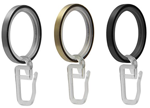 GARDUNA 20 FLACHRINGE | edelstahl-optik | Set à 20 Stück | Metall - mit Gleiteinlage | für Ø16 & Ø20mm Gardinenstangen