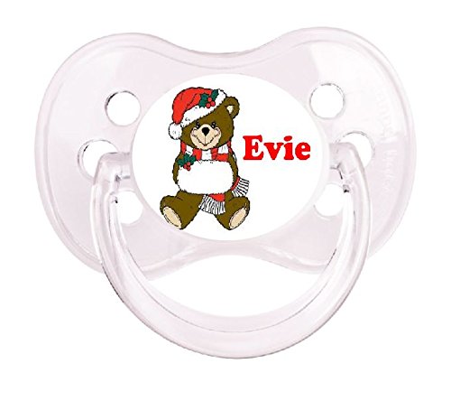 PERSONALISED UNIQUE DESIGNER DUMMY SOOTHER PACIFIER - BEAR CHRISTMAS