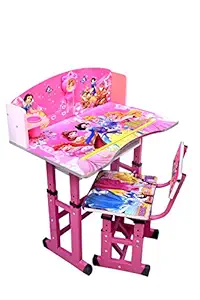 BRIJBAZAAR Barbiie Wooden kids Table Chair Set Multicolor