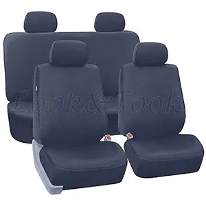 Look&Took Pure Cotton Front and Back Towel Seat Cover for Hyundai Grand i10 Sportz (Grey)