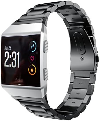 Runtenic for Fitbit Ionic Strap Milanese Loop Watch Replacement Band Accessories Stainless Steel Wristband for Fitbit Ionic Fitness SmartWatch (Metal Black)