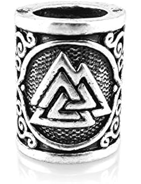 Wikinger Bartperle Valknut in Silber - Innendurchmesser 8 mm