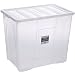 Produktbild Aufbewahrungsbox mit Deckel 160 Liter klar-transparent 71x47x60cm Lebensmittelecht und Stapelbar • 160L Spielzeug Stapel Kiste Multifunktions Box Kunststoff XXL