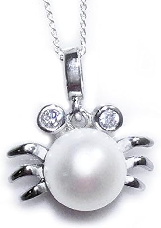 Ariel - Tiny Crab Freshwater Pearl Sterling Silver Pendant - Cultured Pearl Pendant Necklace