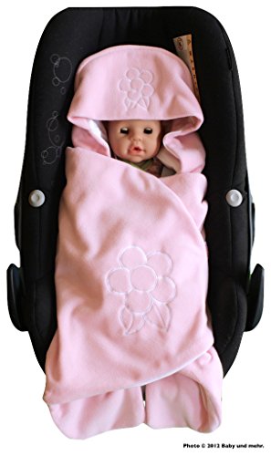 ByBoom® - Swaddling Wrap, Car Seat and Pram Blanket for Spring, Summer and Autumn/Fall, Universal for infant and child car seats eg; Maxi-Cosi, Britax, for a pushchair/stroller, buggy or baby bed, Color:Pink - Flower