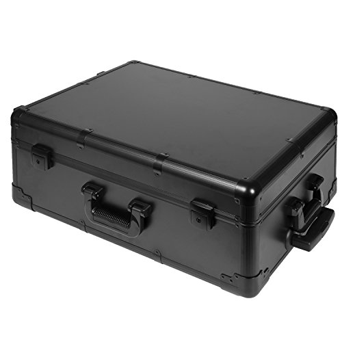 Visagisten-Trolley Kosmetikkoffer Visagistenkoffer Alutrolley Beauty Case Schminktisch + Spiegel + Beleuchtung Los Angeles Schwarz Silber 66x50x26 cm - 9