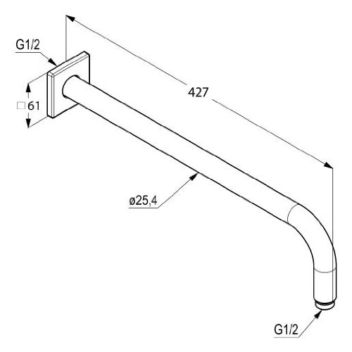 Kludi 6653405-00 A-qa Brausearm, Ausladung 400 mm, chrom - 2