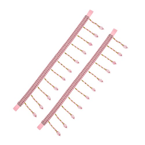 2x Vorhang Raffhalter Kristall Perlenkette Set für Raum Fenster Deko – one size, Rosa - 6