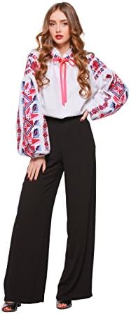 Embroidered Shirt white woman. Ukrainian Vyshyvanka Boho sleeve blouse (XS)