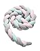 Produktbild Kinderbett Knotenkissen Bettumrandung Stoßstange Baby Nestchen Weben Bettumrandung Kantenschutz Kopfschutz 1,5m/2m (2m, Grün-Pink-Grau)