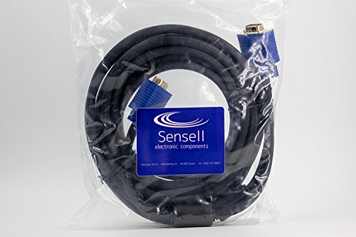 5m Premium S-VGA Monitorkabel | 15 – polig D-Sub-Stecker mit vergoldete Kontakte | Doppelt geschirmt mit Ferritkerne | 1080p Full HD | Ideal für Beamer + Home Cinema + Monitor | Stecker auf Stecker - 5