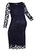 Maternity Slash Neck Stretch Lace Dress Navy Blue (14)