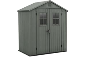 Keter Casetta da Giardino Darwin 6x4, Finitura Effetto Legno, Colore Verde Salvia, 2,2 m², 190x122x221H cm