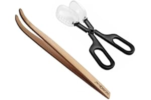 CLABMROEC Pinzette lunghe in bambù per ricci, criceti, rane, lucertole, tartarughe, ragni e draghi barbuti