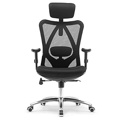 Sihoo bureau de l'ergonomie bureau de l'ordinateur bureau de l'ordinateur chaise, chaise de l'oreiller tête réglable dossier et chaise de la grille de main courante ( noir )