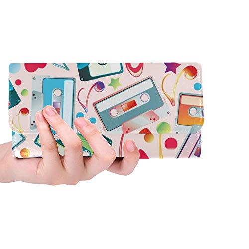 Preisvergleich Produktbild Einzigartige Audiokassetten Musik Frauen Trifold Brieftasche Lange Geldbörse Kreditkarteninhaber Fall Handtasche