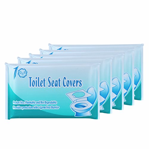 YiZYiF Flushable Paper Toilet Seat Covers Disposable Individually Wrapped Pocket Size Toilet Seat Covers for Travel Public Toilets 5 Packs One Size