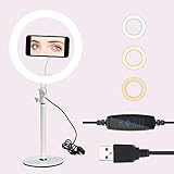 ❤【 Sicherheitsmontage】------Das Ringlicht für Handy ist einfach zu installieren und zerlegen, leicht zu tragen. Die Basis ist fest und keine Neigung, die Halterung wird 360° Ihr Handy von verschiedenen Größen gut unterstützen und nicht leicht herunterfallen.