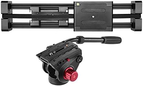 Andoer Camera Video Slider Dolly 52cm Track Rail Stabilizer 104cm Actual Sliding Distance Load Up to 8kg with Fluid Drag Head 360° Panoramic Shooting Max Load 15kg
