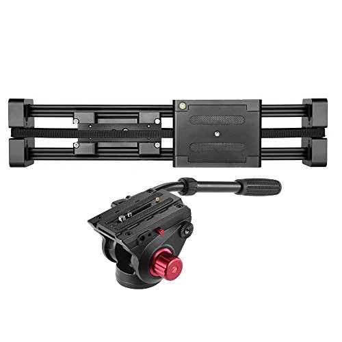 Andoer Camera Video Slider Dolly 52cm Track Rail Stabilizer 104cm Actual Sliding Distance Load Up to 8kg with Fluid Drag Head 360° Panoramic Shooting Max Load 15kg