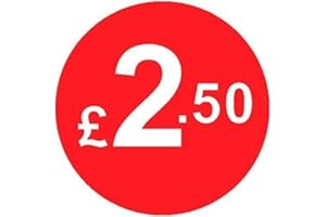 AUDIOPRINT LTD. Pack of 500-20mm Price Stickers - Choose from 10p to £15 - Bright Red - Many Prices to Choose from (£2.50 - Red)
