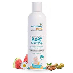 Mommypure Tear-Free Natural Baby Shampoo (120 ml) |Toxin-Free, Dermatologically Tested| Almond & Olive Oils, Chamomile, Coconut Based Cleansers |Free of Harmful Chemicals |Certified Clean & Safe on Skin