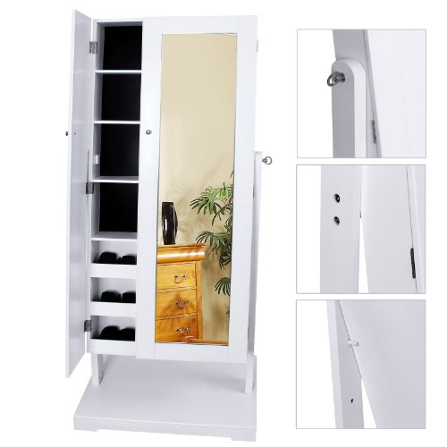 Songmics Armario Joyero Con Espejo Para Joyas, Joyero De Madera De Pie