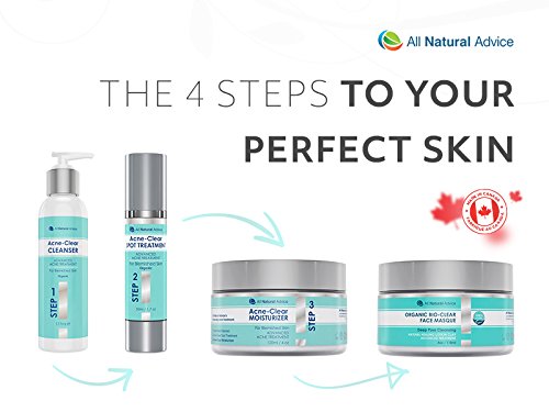All Natural Advice Bio Organische Gesichtsmaske hergestellt in Kanada für sichtbar reinere Haut, bekämpft unreine Haut, dringt tief in die Poren, hydradiert und ist auch optimal zur Akne Behandlung 120 ml - 5
