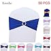 Produktbild Emmala 50 Pcs Stuhlschleife Schleifenbänder Stuhl Schärpe Band Mit Ring Unikat Für Stuhlhussen (Dunkel Blau) Zuhause Ornament Mode Party Simplicity Stuhl Hocker Protektoren