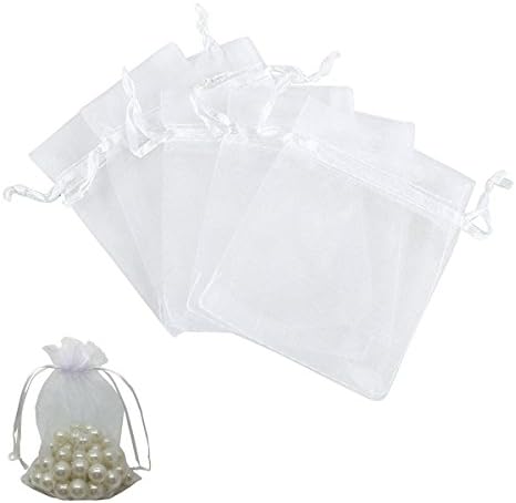 Wedding Party Favor Bags Organza 7x9cm Candy Chocolate Organza Drawstring Bags For Wedding Baby Shower Favors Mesh Gift Bag Jewlery Candy Bag Velvet Pouch, 100 Pack