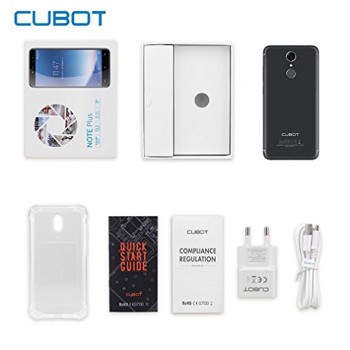 CUBOT Note Plus - Smartphone Android 7.0 Display Touchscreen FHD 4G 5.2 pollici, 3 GB di RAM da 32 GB, Nero