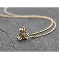 Halskette Kette Anhänger Spatz Vogel Meise Filigran Schmuck in Gold Vögelchen