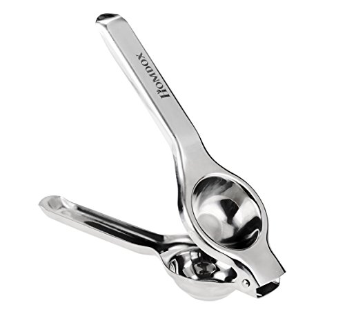 Homdox Limettenpresse Zitronenpresse Orangenpresse Saftpressen Zitruspresse manuell Haushaltsgeräte aus Edelstahl, Silber